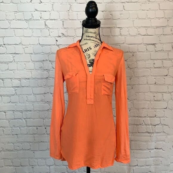 Splendid / coral long sleeve tee / size small - Picture 1 of 7